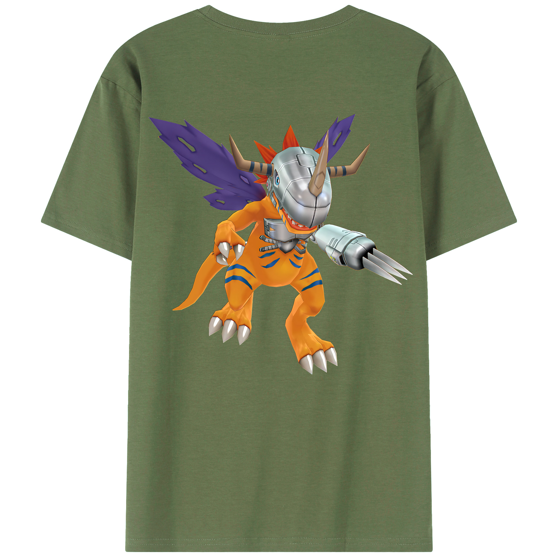 （画像用） Digimon デジタルモンスター/デジモン 綿100％ メンズ半袖Tシャツ（バックプリント） 通気性